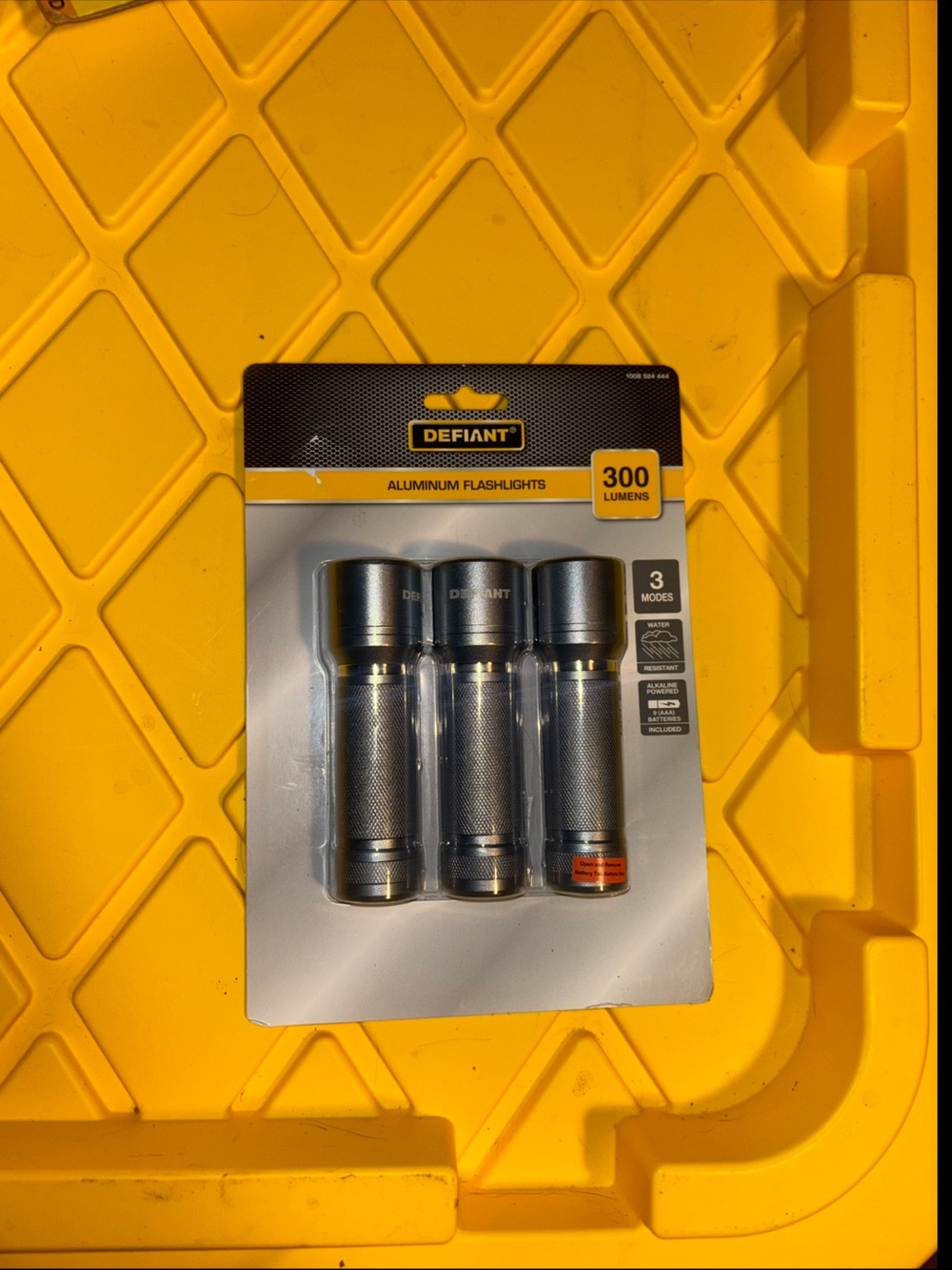 Defiant Aluminum Flashlights 3-Pack, 300 Lumens, 3 Modes, Silver, Water-Resistan